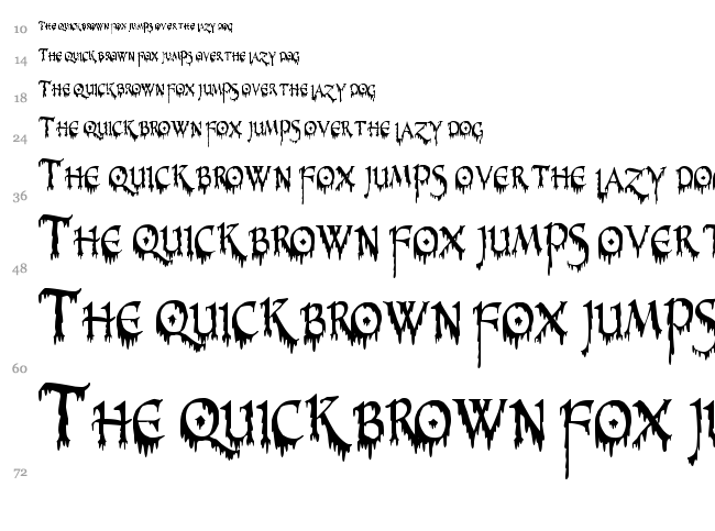 PR Uncial Creepy font waterfall